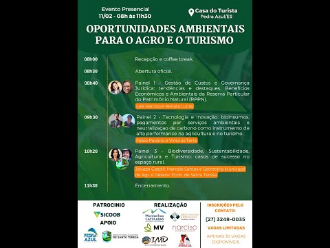 Oportunidades Ambientais para o Agro e o Turismo: uma oportunidade exclusiva
