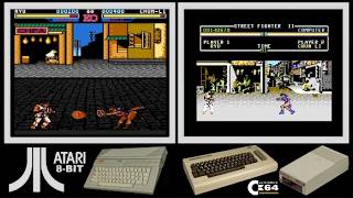 Atari 8-bit vs C64 : STREET FIGHTER II (Side by side comparison)