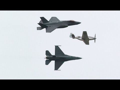 F-35, F-16, P-51 Heritage Flight - 2018 Rhode Island ANG Air Show