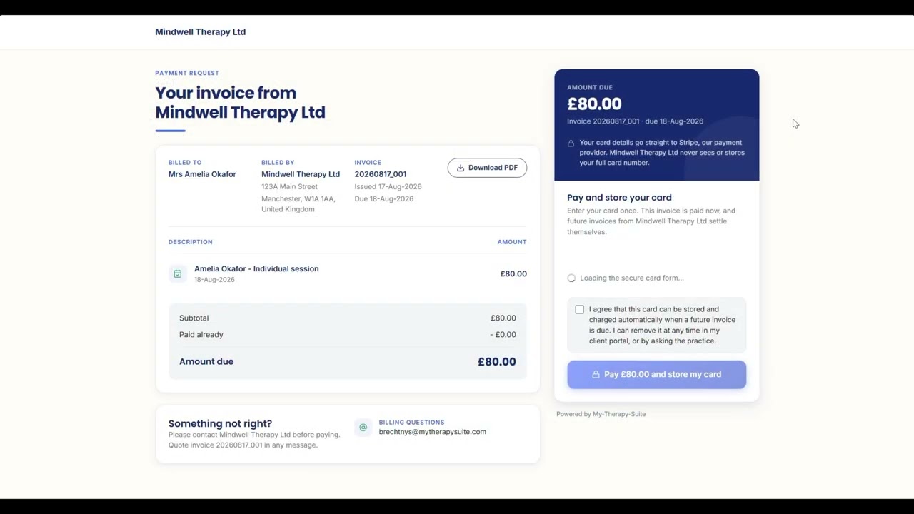Invoices that pay themselves, with a card on file demo