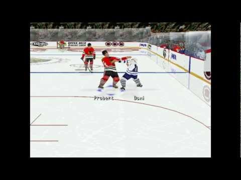BOB PROBERT vs.  TIE DOMI Fight NHL Faceoff 2000 Playstation