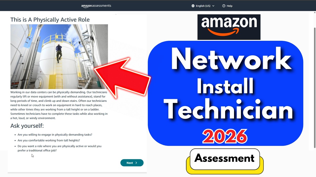 Amazon Network Install Technician Assessment 2026 | Amazon Real Test Answers PDF | AWS Interview