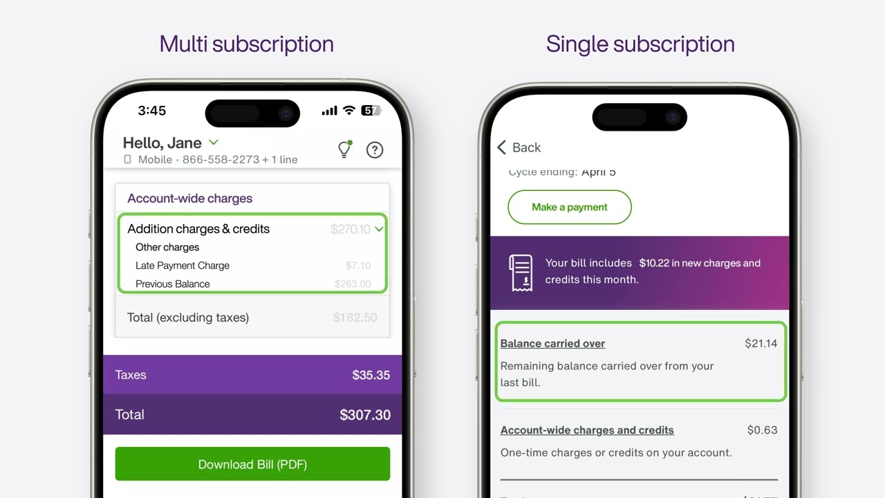 Previous balance on your Mobility bill