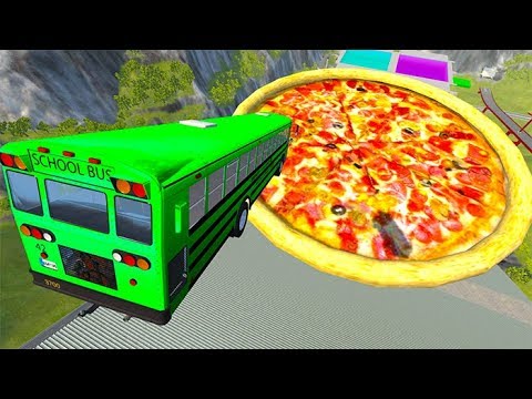 Car Jump Arena Jumping In Pizza & Pools Car Crashes #4 - BeamNG drive