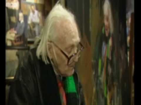 Michael Foot sits for a portrait with Robert Lenkiewicz