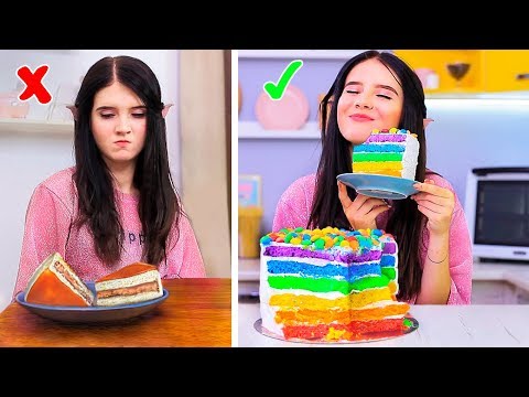Радужная еда против обычной еды! Челлендж – 8 идей!
