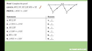 Complete the Two Column Proof. Triangle Congruency. Parallel Lines