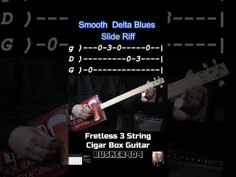 Smooth Delta Blues Riff Lesson, Fretless 3 String Cigar Box Guitar (Slide) Resonator License plate