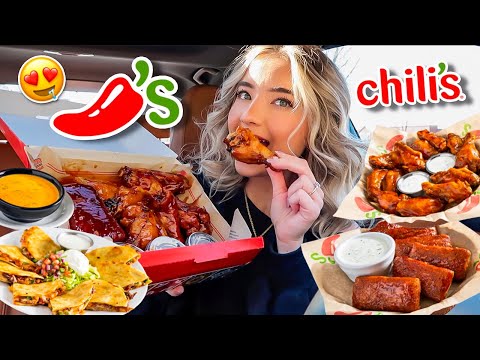 Eating Chili's Menu Items I've NEVER TRIED BEFORE! honey chipotle mozz, wings & more!
