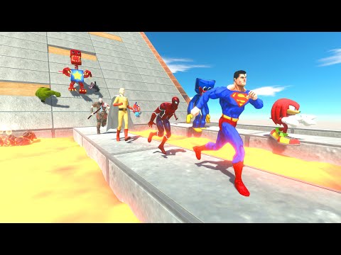 Which Superhero Can Safely Jump Over 3 Giant Lava Pools - Superheroes VS Creepy Monsters