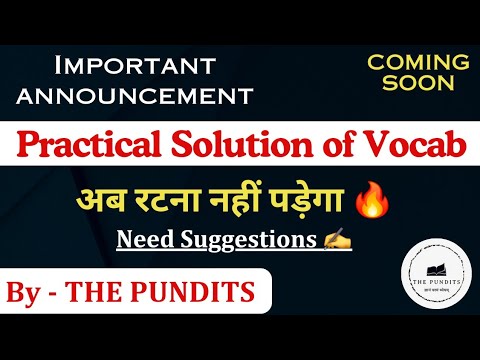 Practical Solution of Vocab for ALL SSC EXAMS by THE PUNDITS 