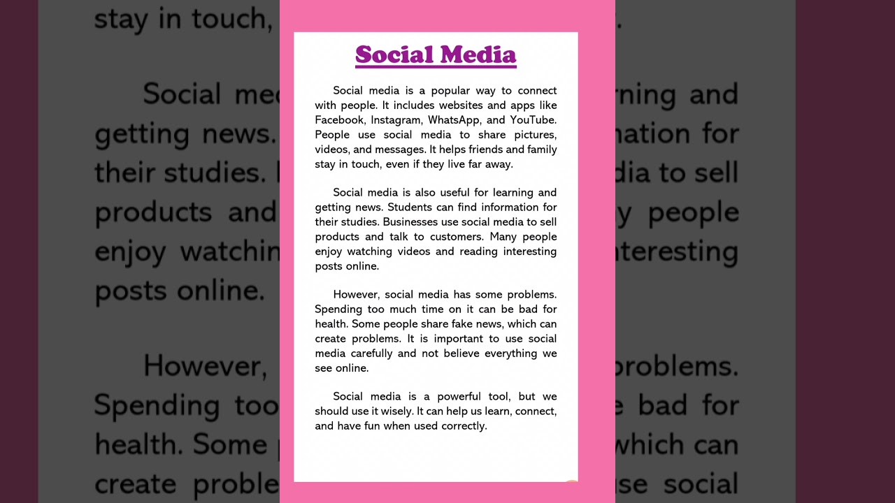 Social Media Essay in English 150 words #socialmediaessay