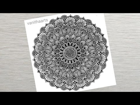 How to draw a Mandala Art for Beginners Step by Step Tutorial Easy Mandala Drawing vanithaarts