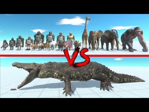 Purussaurus vs Mutant Primates & Modern Mammals - Animal Revolt Battle Simulator