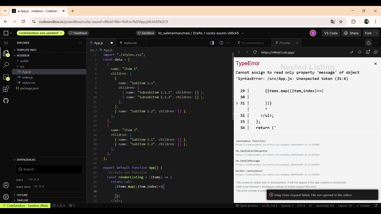 Dynamic Nested List Rendering