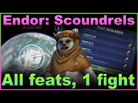 Galactic Challenge Endor Scoundrel vs Ewoks - Strategy Guide - all feats in 1 fight - SWGOH
