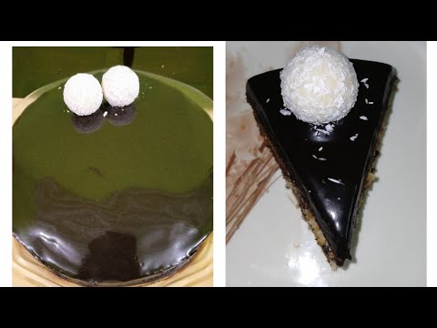 Vanilla chocolate cake | eggless chocolate mirror glaze cake