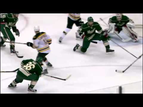 Niklas Backstrom nice glove save. February 19th 2012