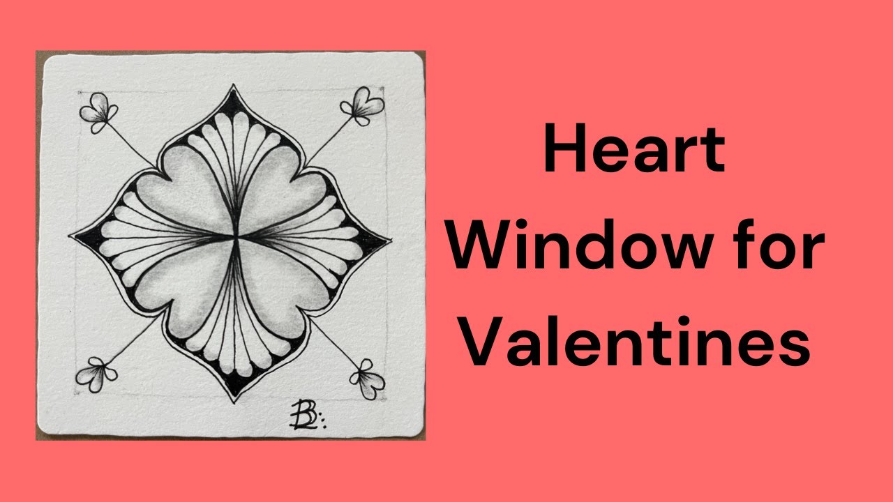 Zentangle Pattern Heart Window for Valentines Day