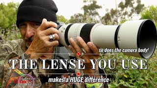 The lens is the most important bit of kit, then the camera body, experience and FUN!! I shoot Canon!