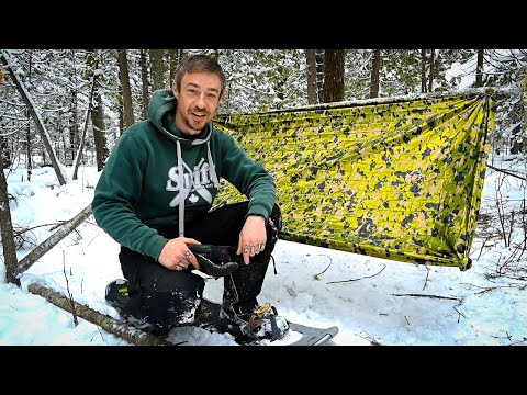 Emergency Blanket Shelter--Overnight in a Snowy Winter