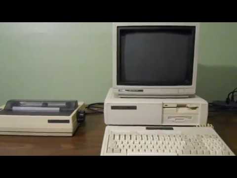 Tandy 1000 TX Boot up and print demo