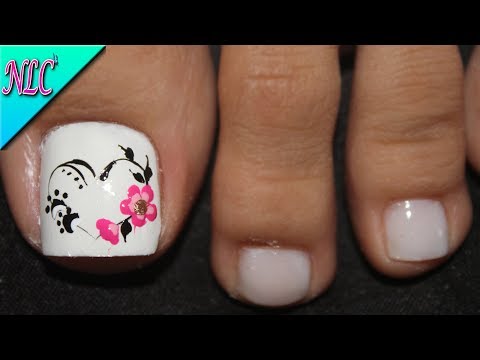 DISEÑO DE UÑAS PARA PIES CORAZON Y FLORES PRINCIPIANTES – FLOWERS NAIL ART – NLC