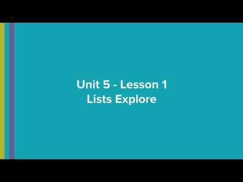 U6L1 - Lists Intro/Explore
