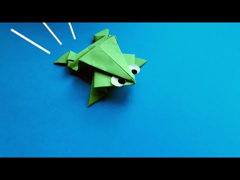 Springender Frosch basteln  | Origami Frosch Anleitung | Hüpfender Frosch falten aus Papier