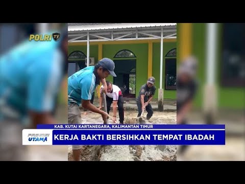 POLSEK SANGASANGA BAKSOS BERSIH-BERSIH MASJID JELANG HARI BHAYANGKARA