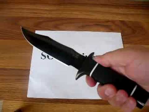 SOG Tech Bowie Black TiNi Knife S10B Demonstration