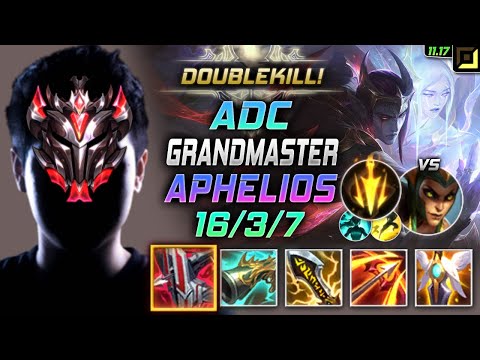 GrandMaster Aphelios ADC vs Cassiopeia - 천상계 원딜 아펠 템트리 룬 철갑궁 치속 アフェリオス Афелий 残月之肃 - LOL KR 11.17