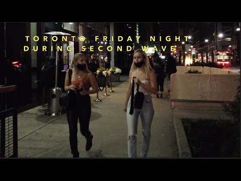 Downtown Toronto Night Walk - Friday Oct 9th Before 2nd Wave Restrictions Take Effect At Midnight-4K