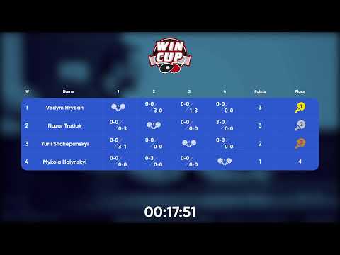 15:30 Nazar Tretiak 0-3 Vadym Hryban West 3 WIN CUP 29.11.2022 | TABLE TENNIS WINCUP