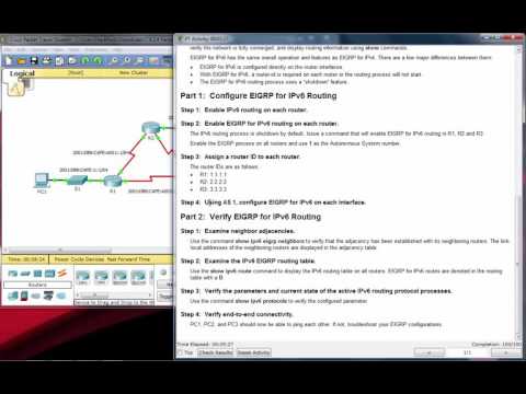 7.4.3.4 Packet Tracer - Configuring Basic EIGRP with IPv6 Routing