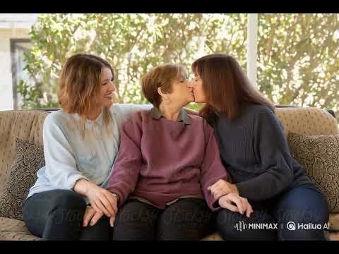 🔥💋 Kiss Between Three Similar Women of Different Ages – A Timeless Connection