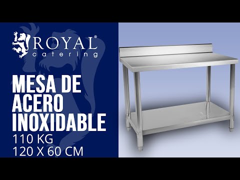 vídeo - Mesa de acero inoxidable - ECO - 120 x 60 cm - 250 kg - antisalpique - Royal Catering