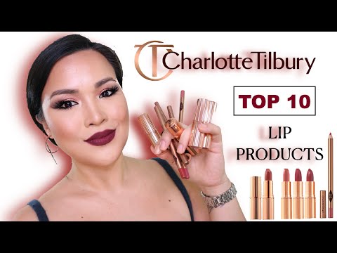 My Top 10 CHARLOTTE TILBURY LIPSTICKS | LIPLINERS | Giveaway | Swatches | TRY ON