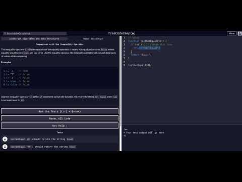 Comparison With The Inequality Operator Free Code Camp Help Basic Javascript Algorithms Data