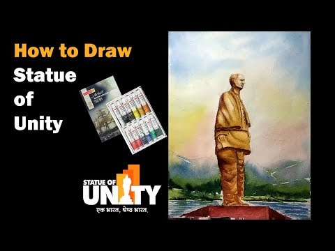 How to Draw Statue of unity in watercolour