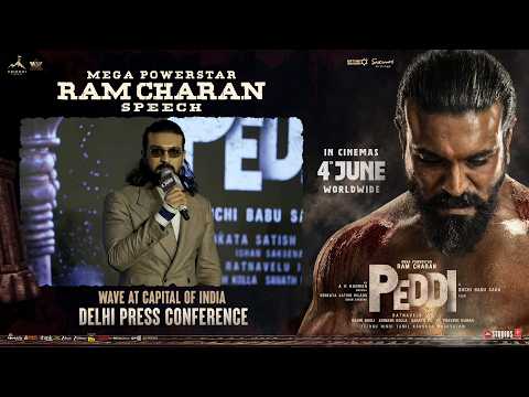Ram Charan Speech | PEDDI Delhi Press Conference | Buchi Babu Sana | Janhvi Kapoor | A R Rahman
