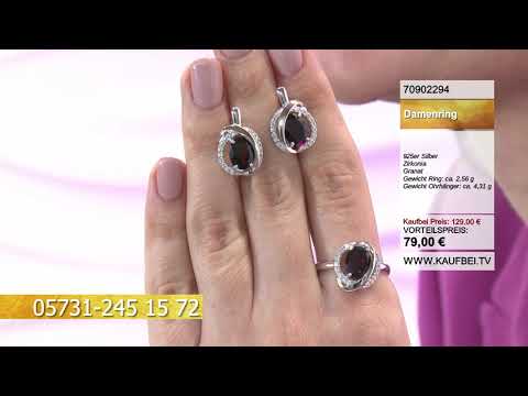 Damenring aus 925 Silber mit Zirkonia und Granat | Kaufbei Schmuck 70902294