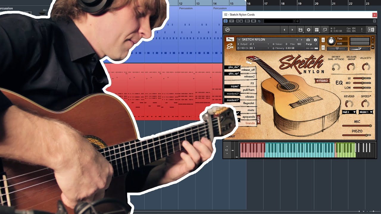 How to make quickly a guitar backing track using Sketch Nylon sample library!