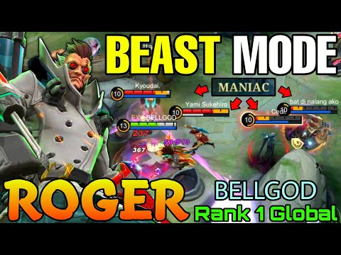 Beast Mode Roger Aggressive Hunt! - Top 1 Global Roger by BELLGOD - Mobile Legends