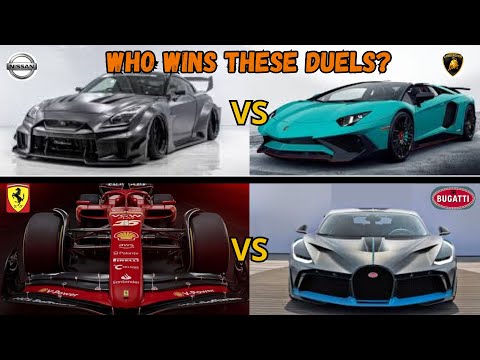 Ferrari F1 2024 vs Bugatti Tourbillon race - Monza GP and Nissan GTR R35 vs Lamborghini Aventador