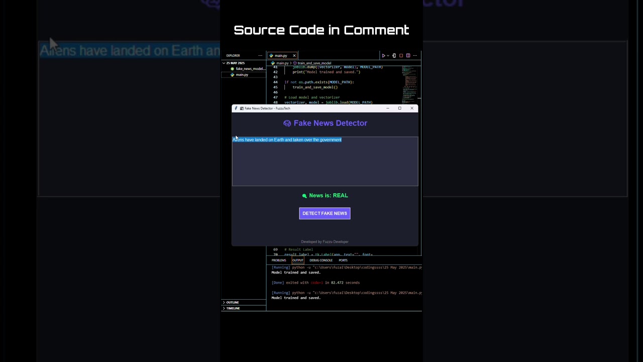 📰 Fake News Detector – Believe it or Not? #AI #Python #FakeNews #FuzzuTech #TechMagic