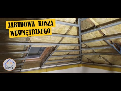 Zabudowa kosza wewnętrznego na poddaszu, konstrukcja z profili, obróbka okna dachowego #poddasze