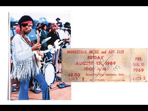 Woodstock Music and Art Fair Ticket signed by Jimi Hendrix