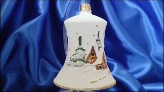 Vánoční velký skleněný zvonek MODRÝ CHLUM 1 ks