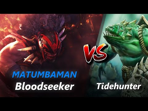How to Bloodseeker safelane vs Tidehunter/Lina (feat. MATUMBAMAN) | First 10 minutes